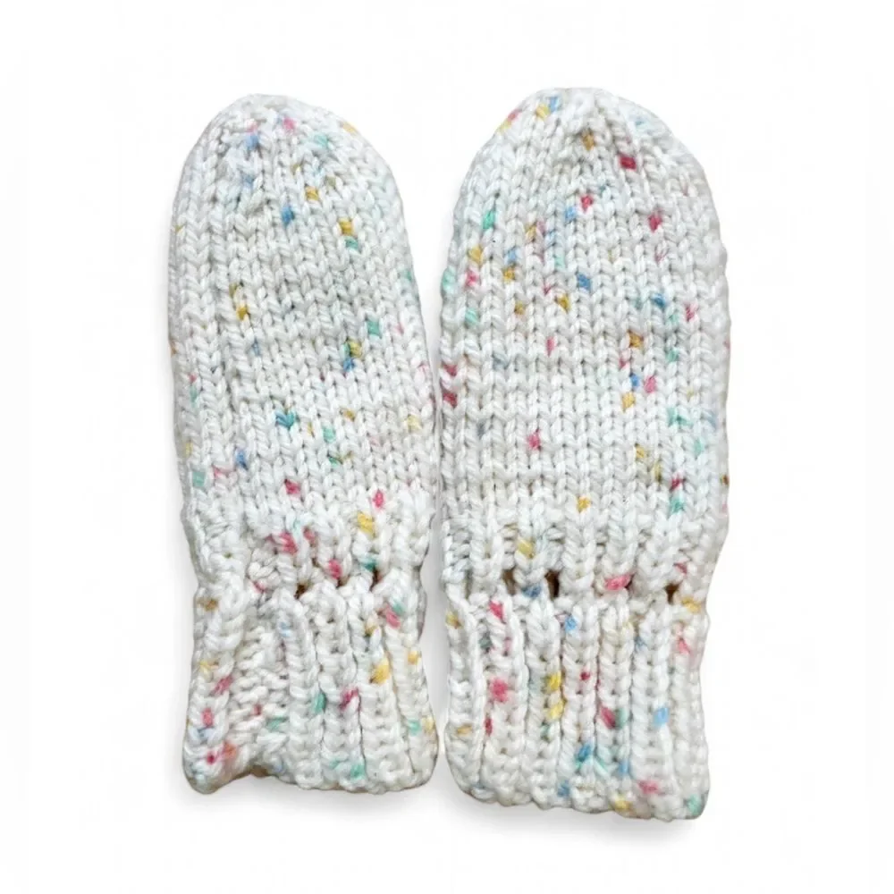 Newborn Mittens Handmade Knit Multicolor